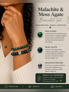 Malachite & Moss Agate Bracelet Set